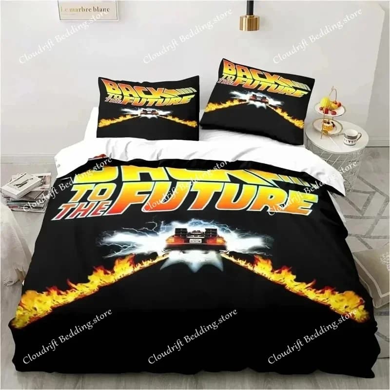 Back To The Future Classic Movie Retro Bedding Set Bed Three Piece Set Single Double Bed Queen Size King Quilt Cover Boy Gift026