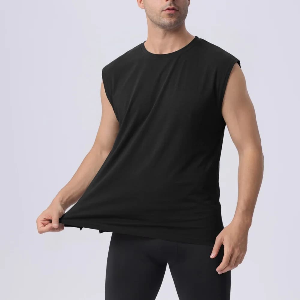 T-shirt sportiva estiva da uomo in cotone senza maniche, ad asciugatura rapida e traspirante, per corsa, allenamento, maratona, fitness.