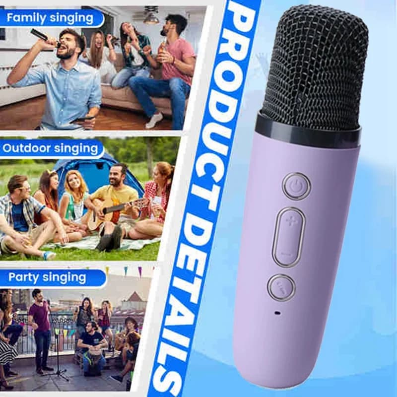 Macchina per karaoke portatile con doppi microfoni wireless Lettore musicale portatile RGB per feste di Natale Family-A86Z