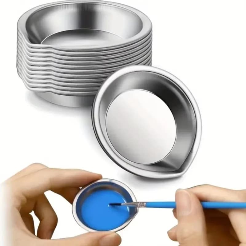 10pcs Stainless Steel Painting Palette Spouted Color Bowls Oil Paint Trays Paint Color Mixing Cups Color For DIY Painting Tools