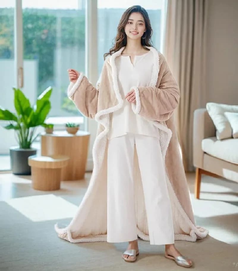 Multi purpose winter wearable electric blanket with sleeve shawl heating blanket, portable office electric blanket