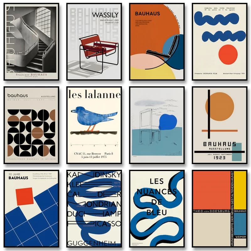 Geometric Bauhaus Exhibition Posters Bauhaus Movement Print Minimalist Abstract Wall Art Canvas Painting for Modern Home Decor