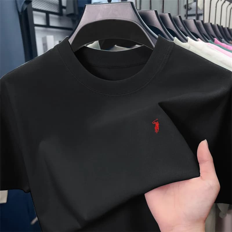 100_ cotton men's short sleeve T-shirt fashion brand Paul Pony embroidery summer new high-end comfortable casual round neck top