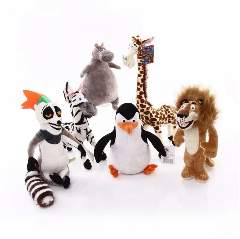 1 pz 20-35cm 6 stili Madagascar peluche ripiene bambole di animali morbidi giraffa ippopotamo leone pinguino zebra lemurs figura regalo per bambini