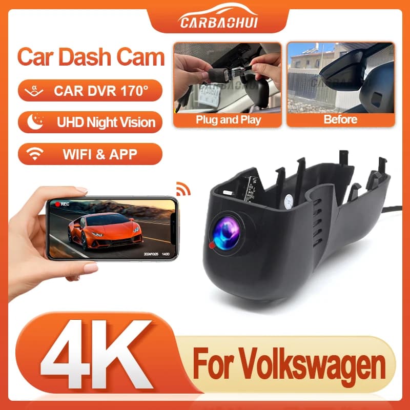 Plug and play 4K 2160P Dash Cam Camera Dvr for Volkswagen VW Tuareg Touareg FL NF CR 7P R Edition X V6 V8 R50 DashCam