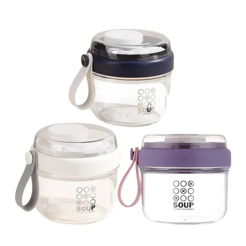 Contenitori per Yogurt da 650ml a Prova di Perdite con Cucchiaio, Contenitori per Insalata con Coperchio Ermetico Rinforzato, Tazza per Overnight Oats per Preparazione Pasti