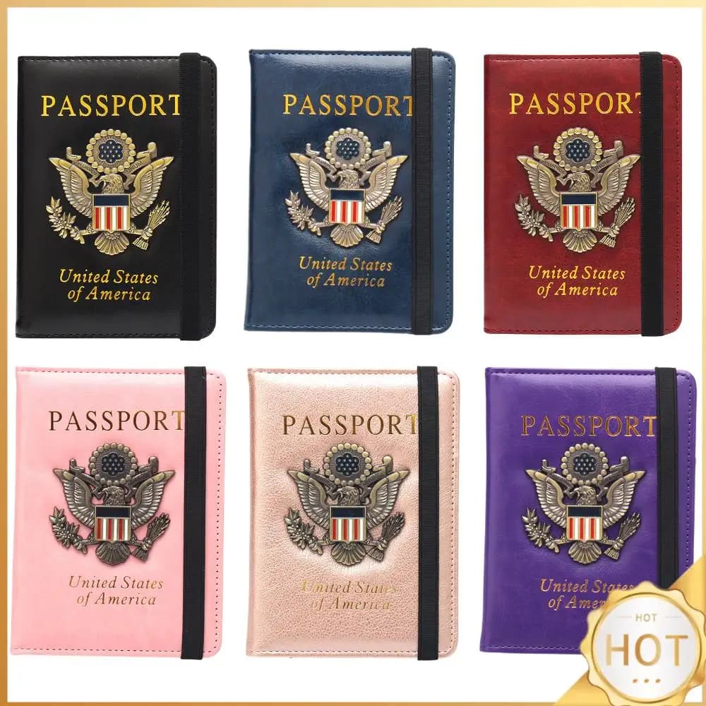 Porta Passaporto con Blocco RFID e Badge 3D in Metallo, Custodia per Documenti di Viaggio, Accessori