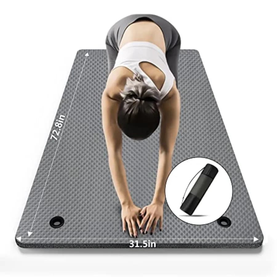 Tappetino da yoga 185 cm x 80 cm x 5 mm di spessore con cinghia e borsa, tappetino da allenamento extra largo per donne e uomini, tappetino antiscivolo per esercizi