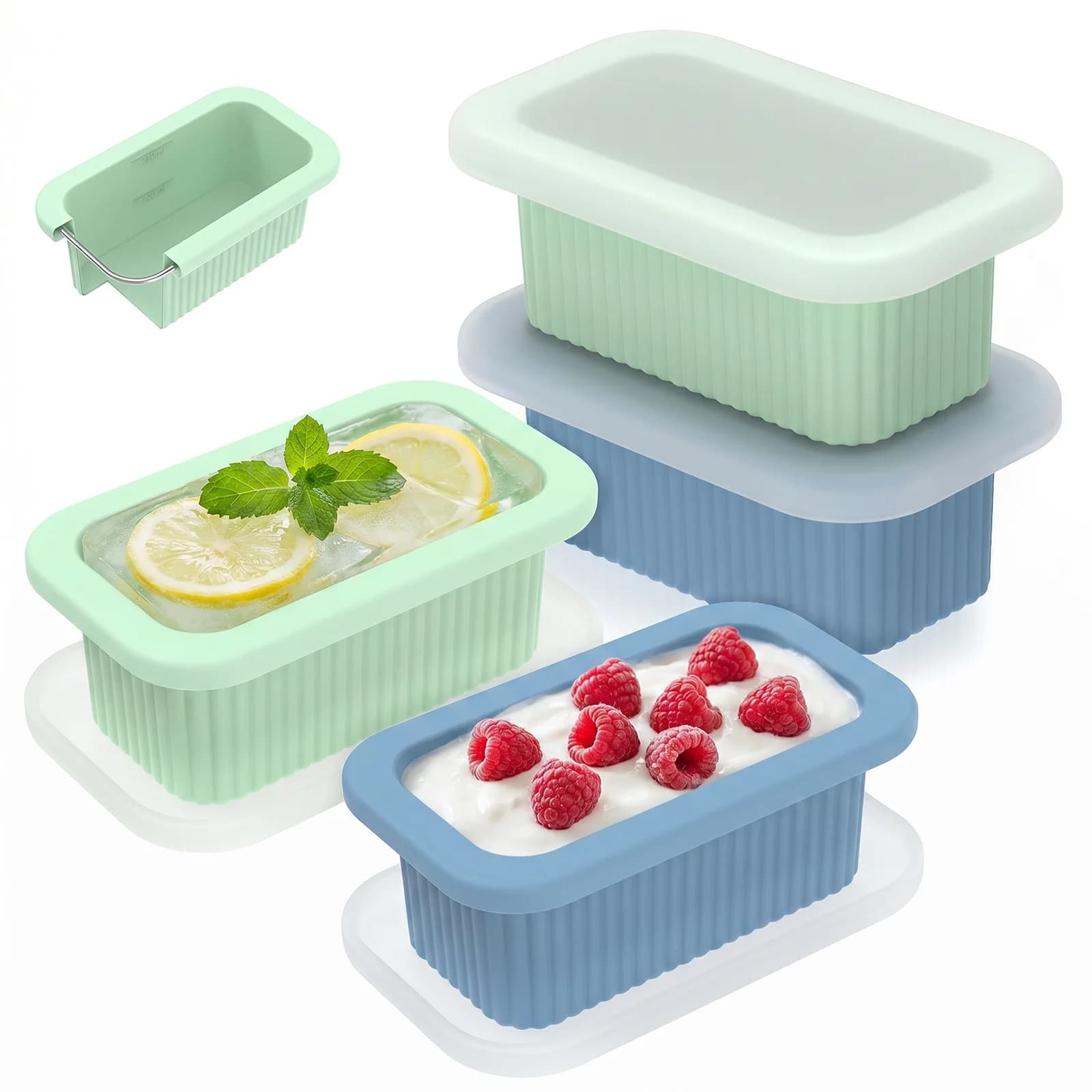 4 Pcs Silicone Freezer Container 250 ML Ice Cube Freezer Molds with Lids Homemade Meal Prep Freezing Storage Containers for Soup