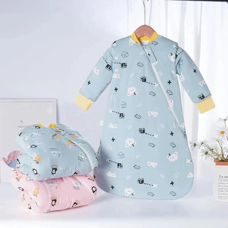 Children's sleeping bag with intermediate layer in cotton autumn winter Single-piece sleeping bags for children in the shape of U Detachable sleeves Children's sleeping bag