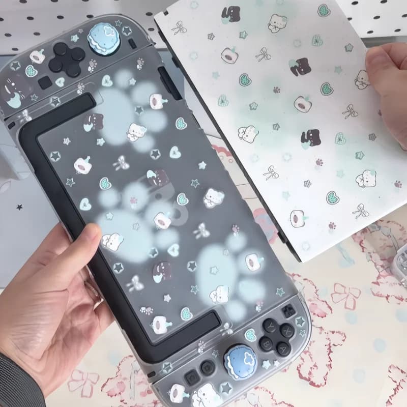 Protective Case For Switch 2 Cute Mint Star Cat Semitransparent Hard Cover For New Ns 2 Game Console Joy Con Controller In Stock