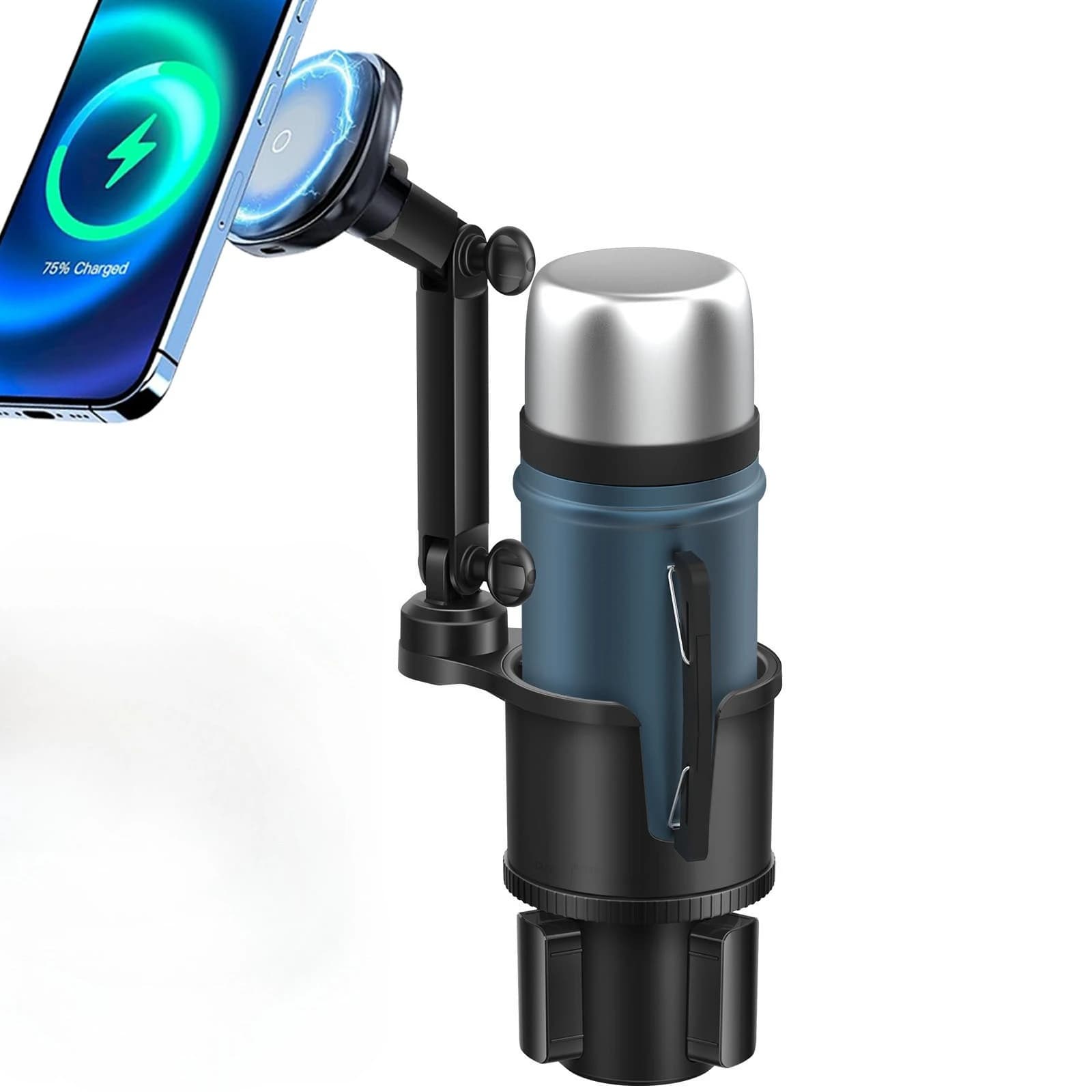Supporto Multifunzionale per Auto con Ventosa, Porta Telefono e Caricatore Wireless Magnetico