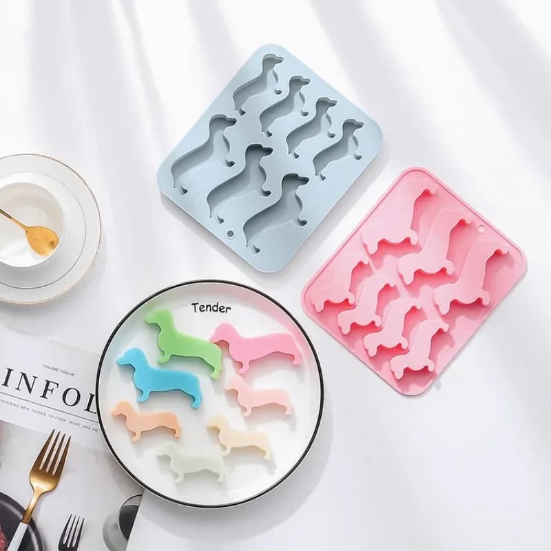 Stampi in silicone con diverse dimensioni di modellazione di bassotto, griglia di ghiaccio, cottura di torte al cioccolato, stampi epossidici, strumenti per decorare torte