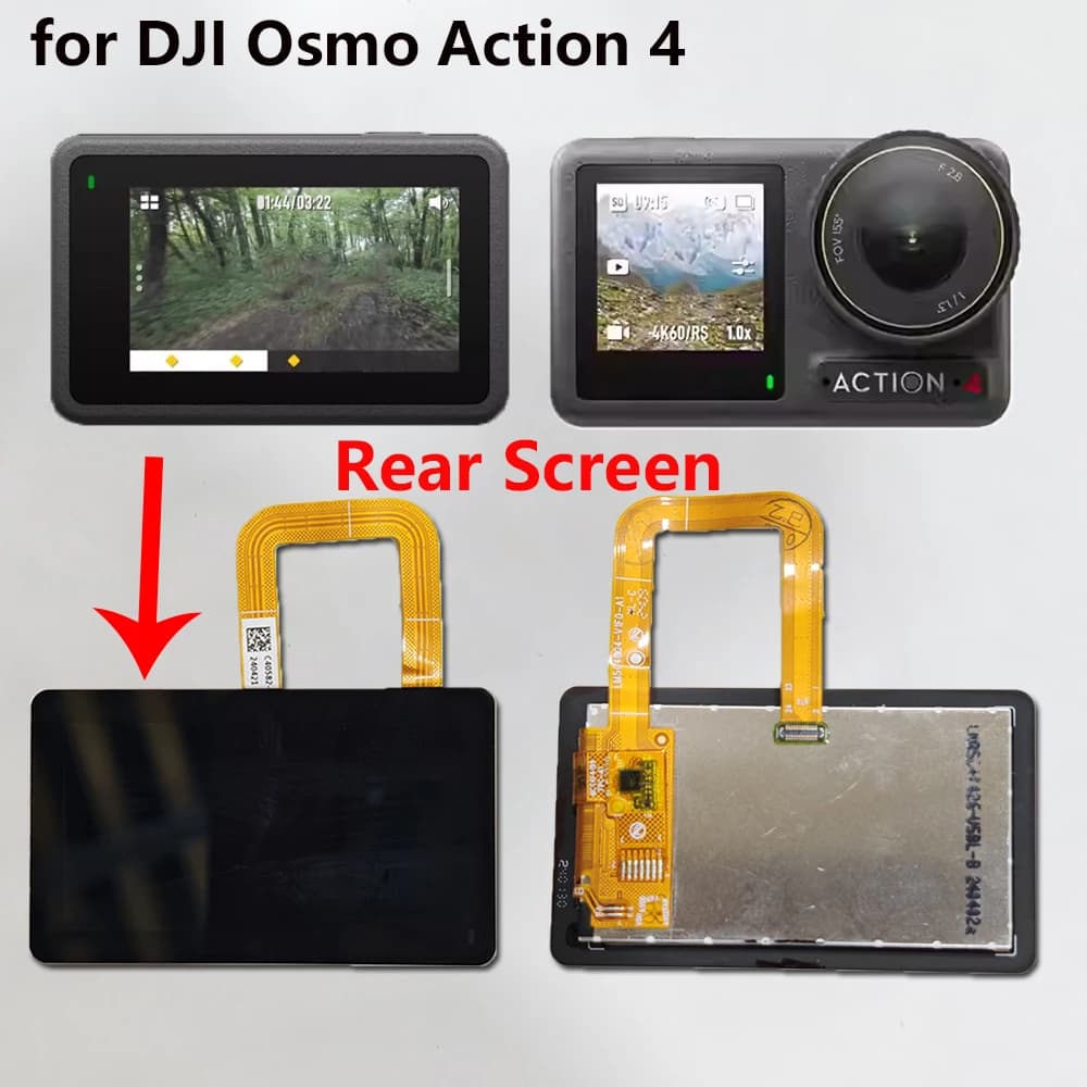 Per DJI Osmo Action 4 Touchscreen posteriore Gruppo schermo LCD Sostituzione da 1,56 pollici per parti di visualizzazione dello schermo posteriore della fotocamera Action4