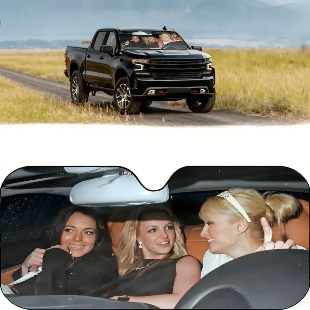 Paris H-Hilton L-Linsay Lohan Britney Spears Car Windshield Sun Shade Aluminum Foil UV Heat Insulation Foldable Cover