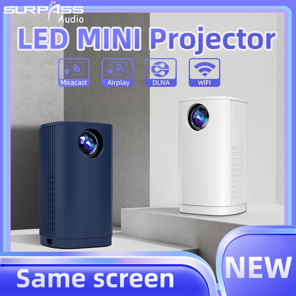 Proiettore Portatile Mini LED WiFi per Home Theater, con Altoparlante Integrato, Supporto Decodifica 1080P, Dimensioni Ridotte e Peso Leggero