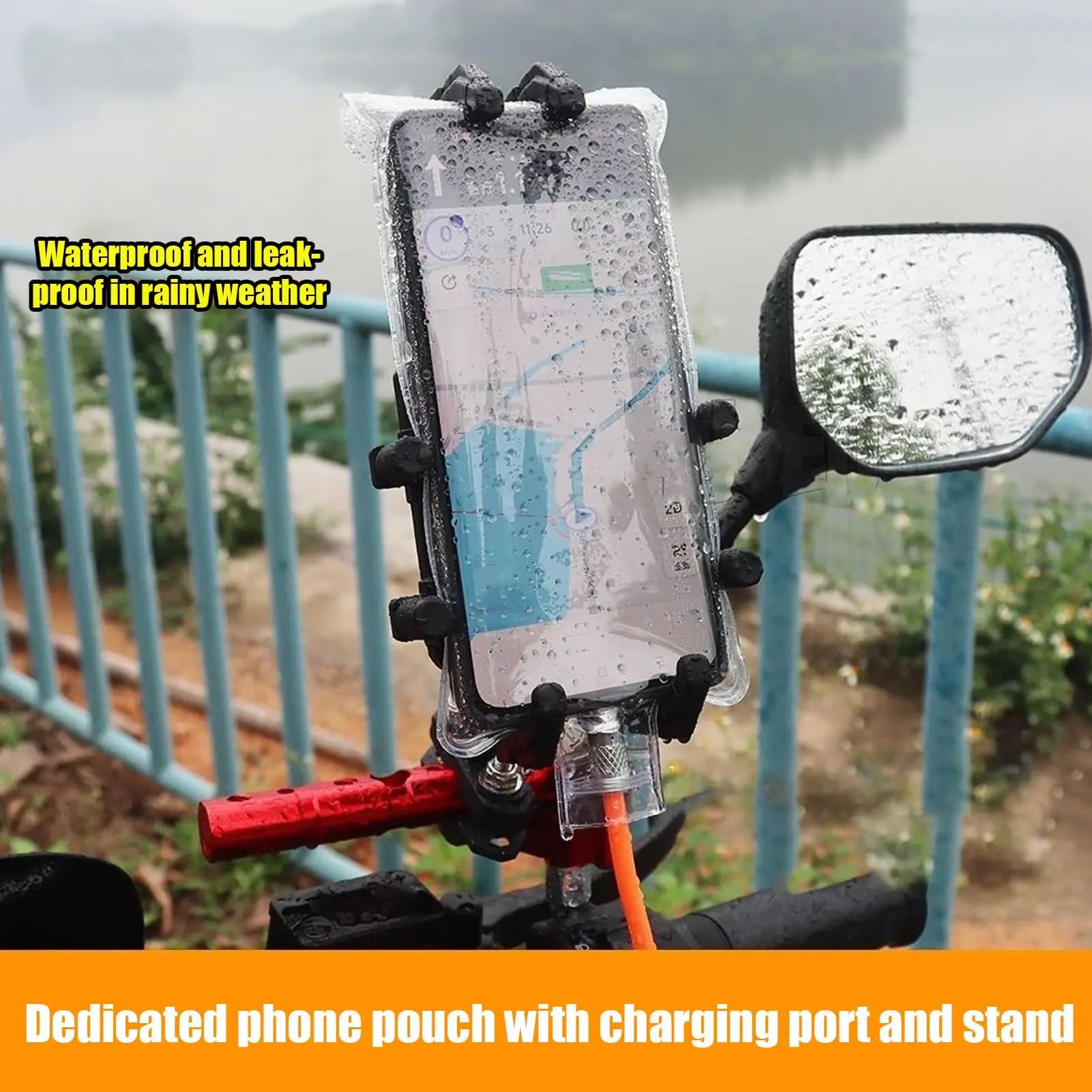 Borsa Trasparente per Cellulare da Manubrio, Impermeabile e Sigillata, con Touchscreen, per Moto e Biciclette, per Navigazione e Chiamate