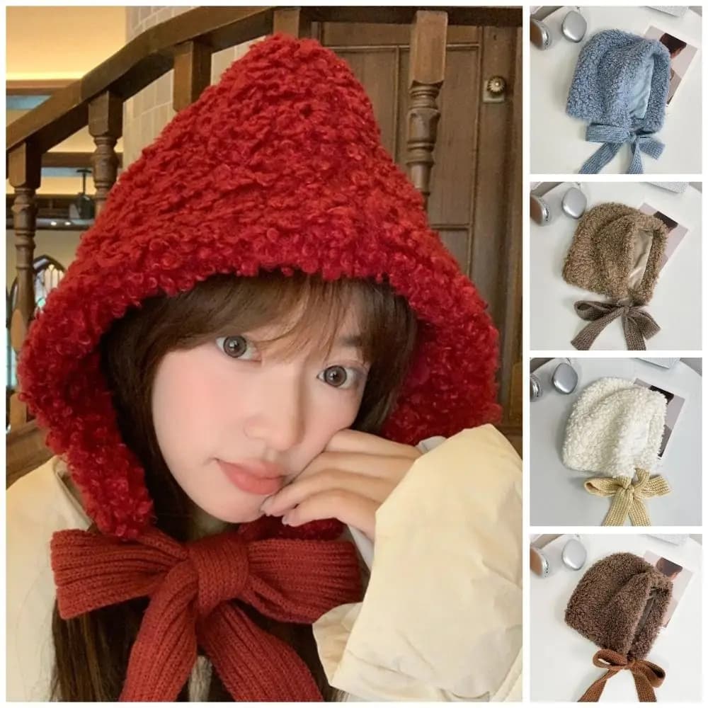 Cute Thickened Ear Protective Hat Windproof Balaclava Winter Plush Beanies Solid Color Korean Style Women Lei Feng Hat Cycling