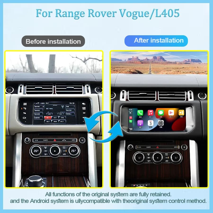 10.25inch Android 14 Car Multimedia Radio For 2014-2017 Land Rover Vogue L405 GPS wireless Carplay Bosch Harman system AC Panel