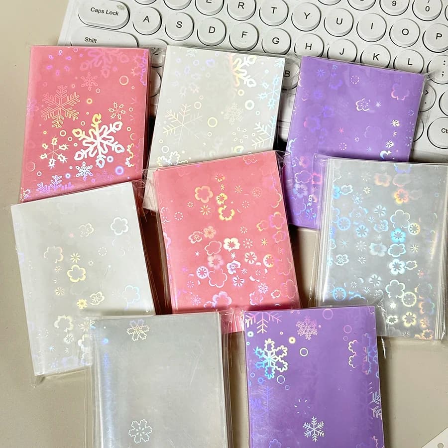 Sharkbang 50 pz/lotto Holo Buste Per Carte 61x91mm Fiocco di Neve/Sakura Kpop Titolare Per Cartoline Film Carte Da Gioco Tesserino Protezione