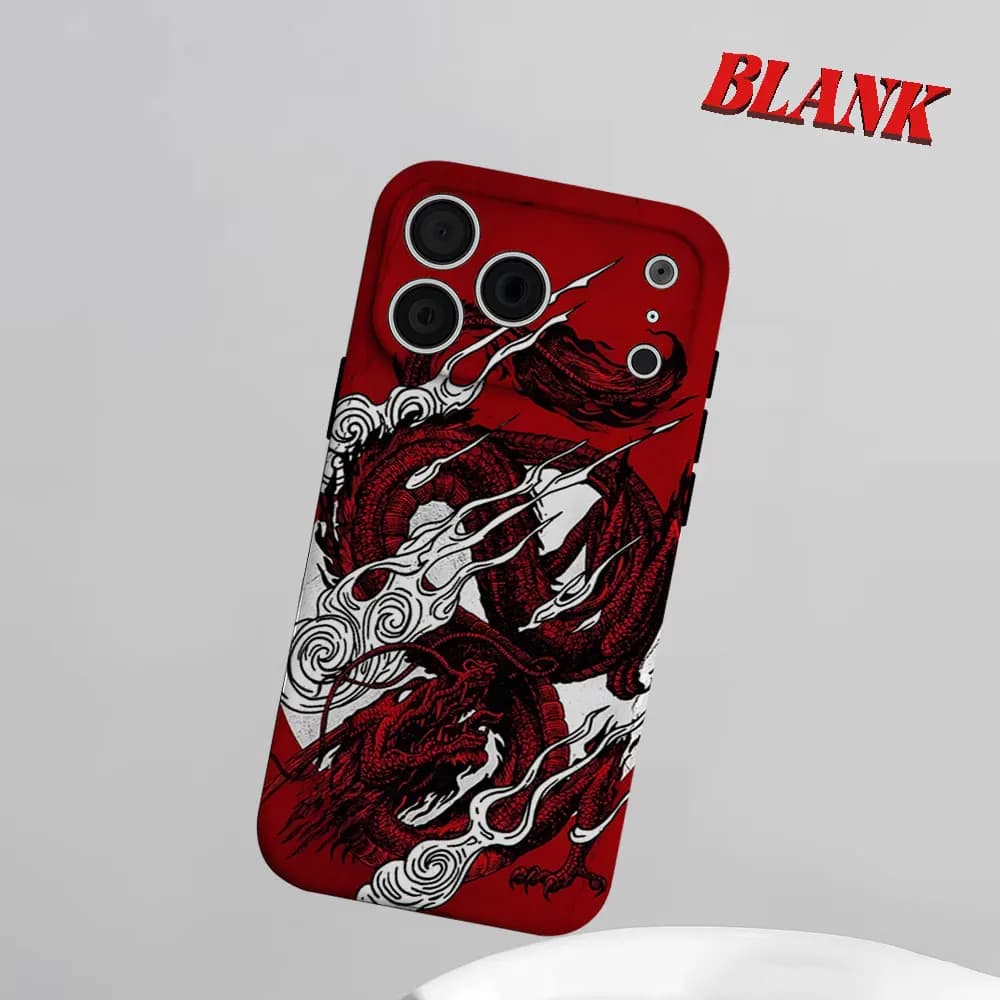 Cover per telefono 2-in-1 Red Dragon Tattoo per iPhone 17 16 15 14 13 Pro Max Air 16e INS, con motivo floreale, in PC rigido, con paraurti e protezione