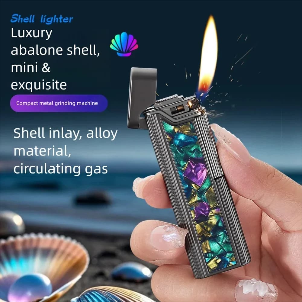 Metal Grinding Wheel Ultra-thin Mini Inflatable Open Flame Inflatable Lighter Side Slip Ignition Women's High-end Gift Lighter