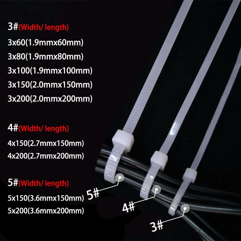 100 Pezzi Fascette Autobloccanti in Plastica Nylon, Organizzatori per Cavi, Anelli di Fissaggio per Cavi Elettrici, Bianco e Nero