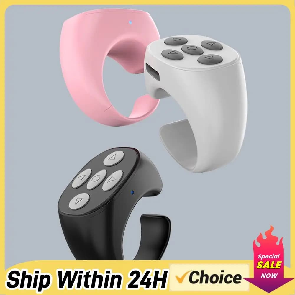 Controller video wireless compatibile con Bluetooth per selfie, controller video intelligente per selfie con il dito, ricarica Type-C per telefono cellulare