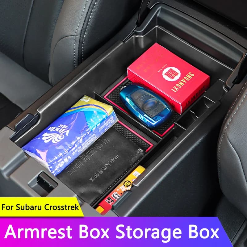 QHCP Auto Bracciolo Scatola di Immagazzinaggio Organizzatore Console Centrale Bracciolo Box Vassoio Pallet Per Subaru Crosstrek 2023-2024 Accessorio Interno