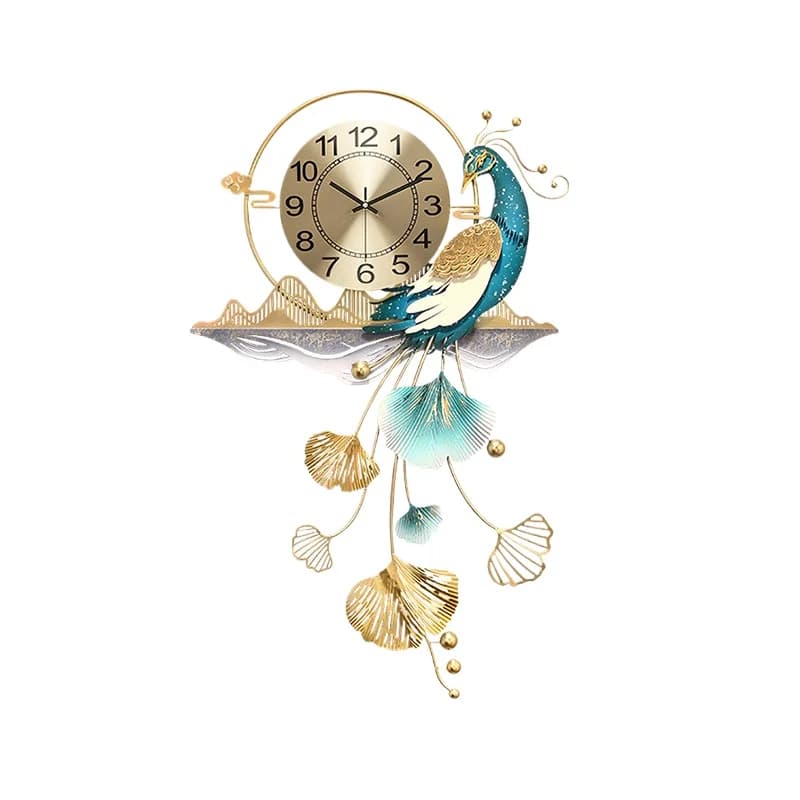 New Chinese decorative clock creative light luxury high-end wall clock living room grille clock