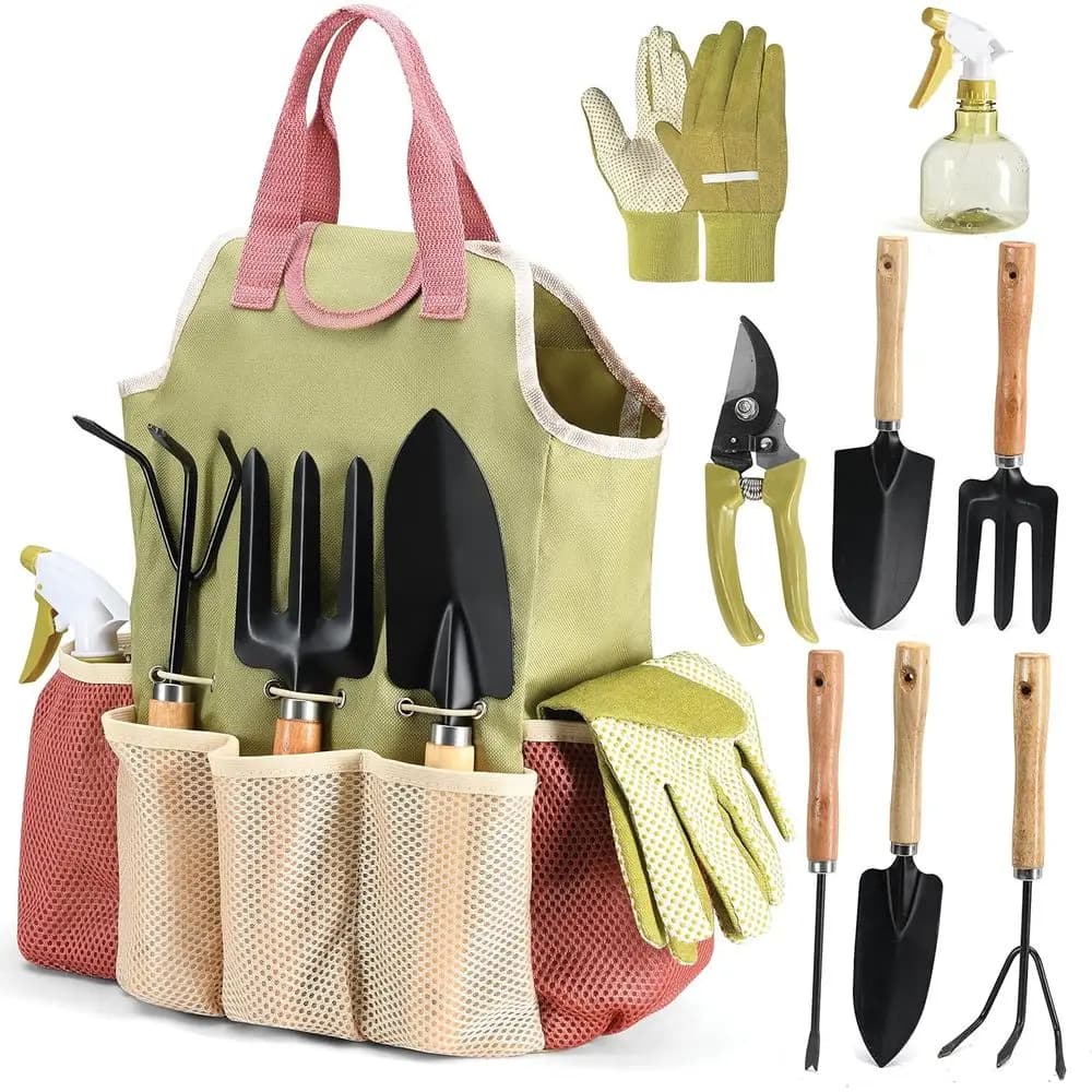 Set of 10 Gardening Tools with Stylish Bag - Durable Supplies for Garden Gifts