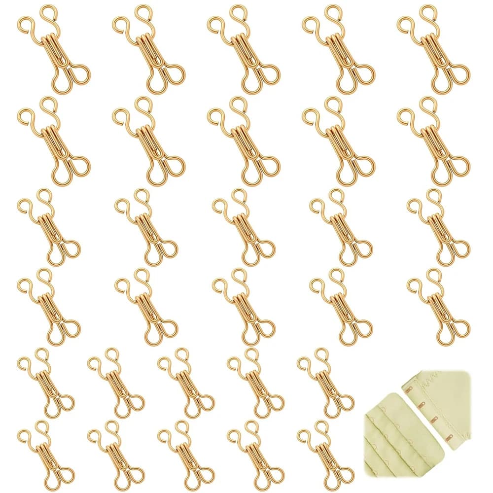 100 paia di ganci da cucito e chiusura con occhielli in lega d'oro da 14 mm da cucire con bottoni a pressione e occhiello per reggiseni, abbigliamento, pantaloni, gonne, progetto fai da te