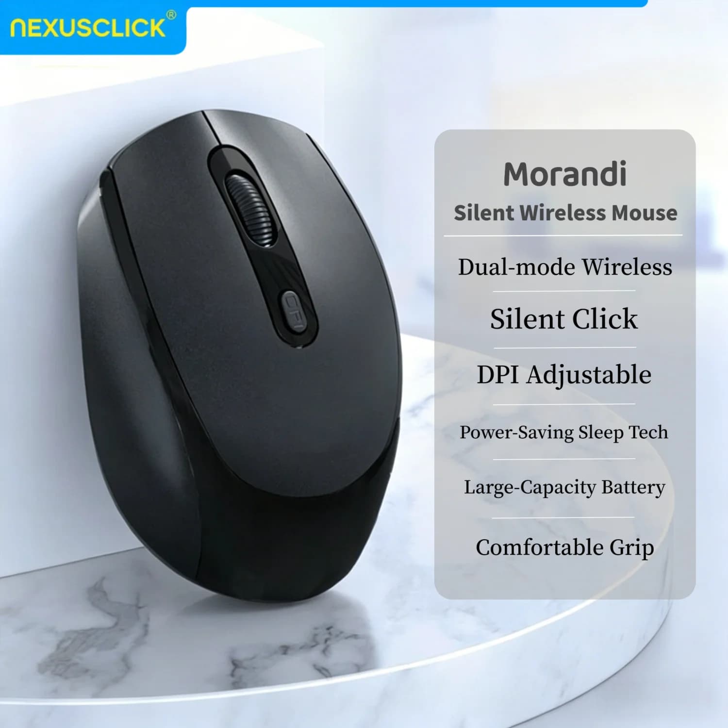 Mouse wireless NexusClick Dual Mode Bluetooth 2.4G Mouse silenzioso ricaricabile Mouse da gioco ergonomico 3 DPI per laptop Windows MacO