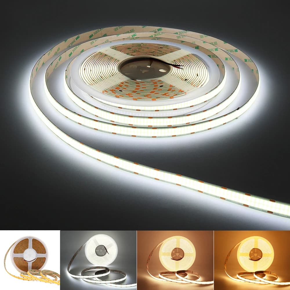 24V 600Leds 12mm di larghezza COB LED Strip Light ad alta luminosità 5M 10M 15M 20M Nastro LED Nastro LED flessibile ad alta densità per la decorazione domestica