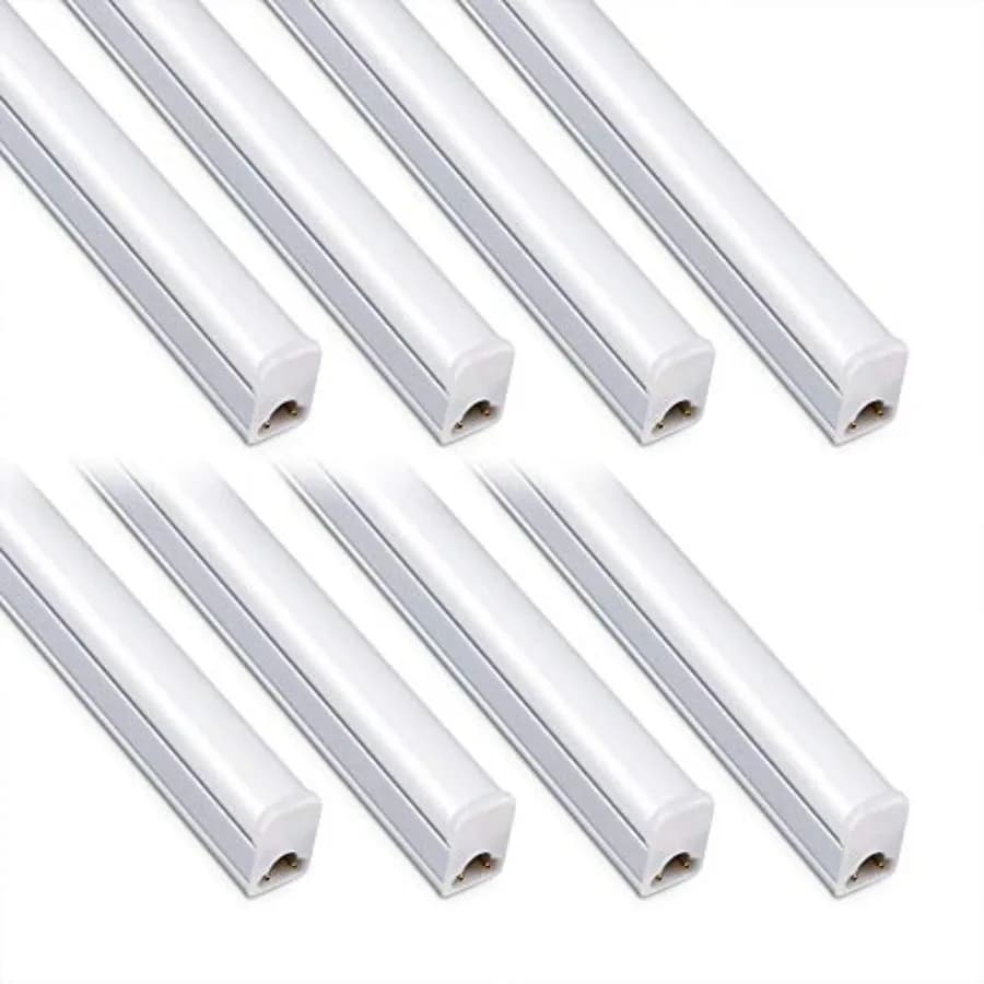 Set di 8 Lampade LED per Officina, 2 Piedi, 6500K, 10W, 1100LM, Tubo LED T5 Super Luminoso Bianco per Garage, Officina, Soffitto, Sottopensile