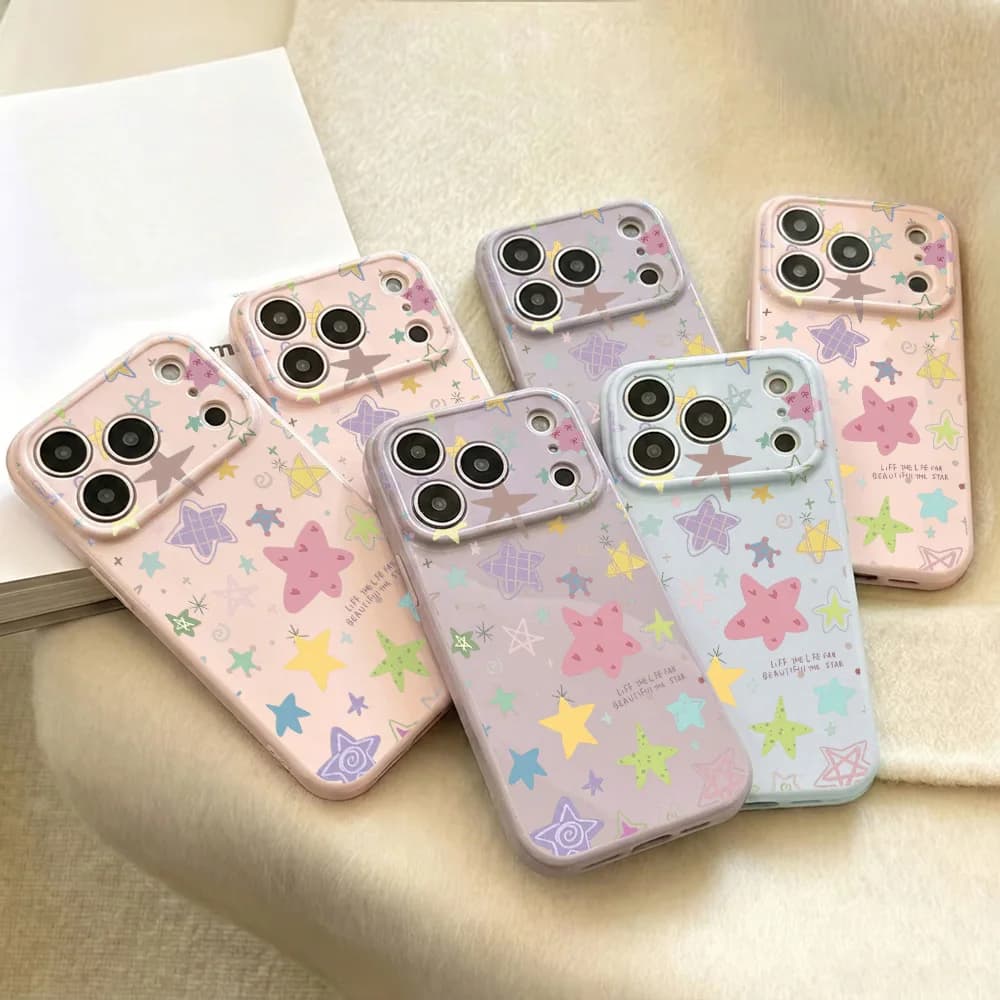 Custodia Morbida in Silicone TPU Antiurto per iPhone 17 Pro Max 16 13 11 15 14 12 17promax 16promax con Design INS Star Dipinto