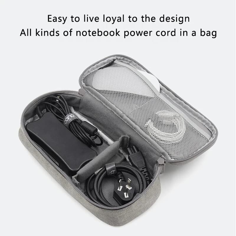 AA80 Portable Travel Storage Bag Multi-Function Storage Bag for Laptop Adapter,Power Bank,Data Cable,Charger,Gray