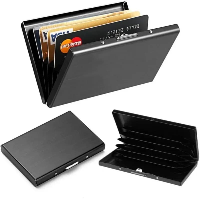 Scatola per carte di credito ID Custodia per organizer per carte con blocco RFID in acciaio inossidabile Porta carte da 6 carte disponibili Scatola porta biglietti da visita