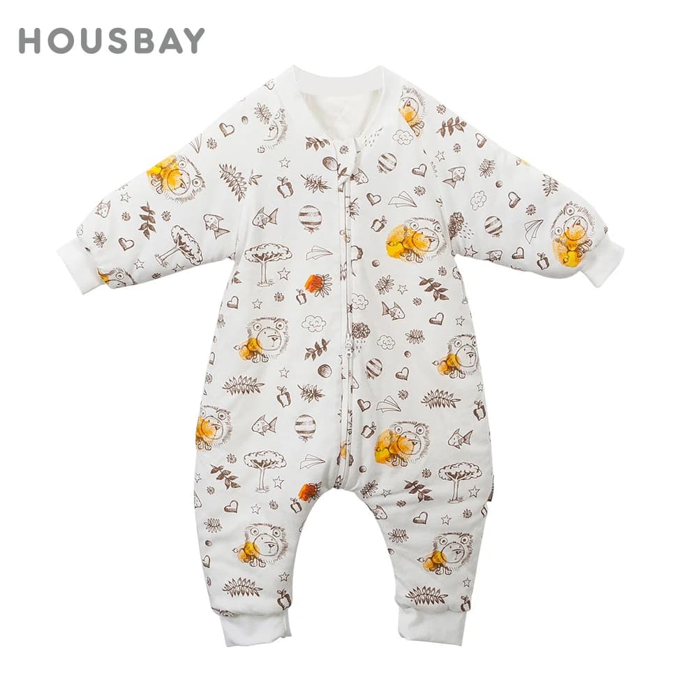 Baby Sleeping Bag Winter Warm Baby Sleepsack Cartoon Lion Graffiti Printed Kids Sleepwear Soft 100% Cotton Pajamas 1-4 Years