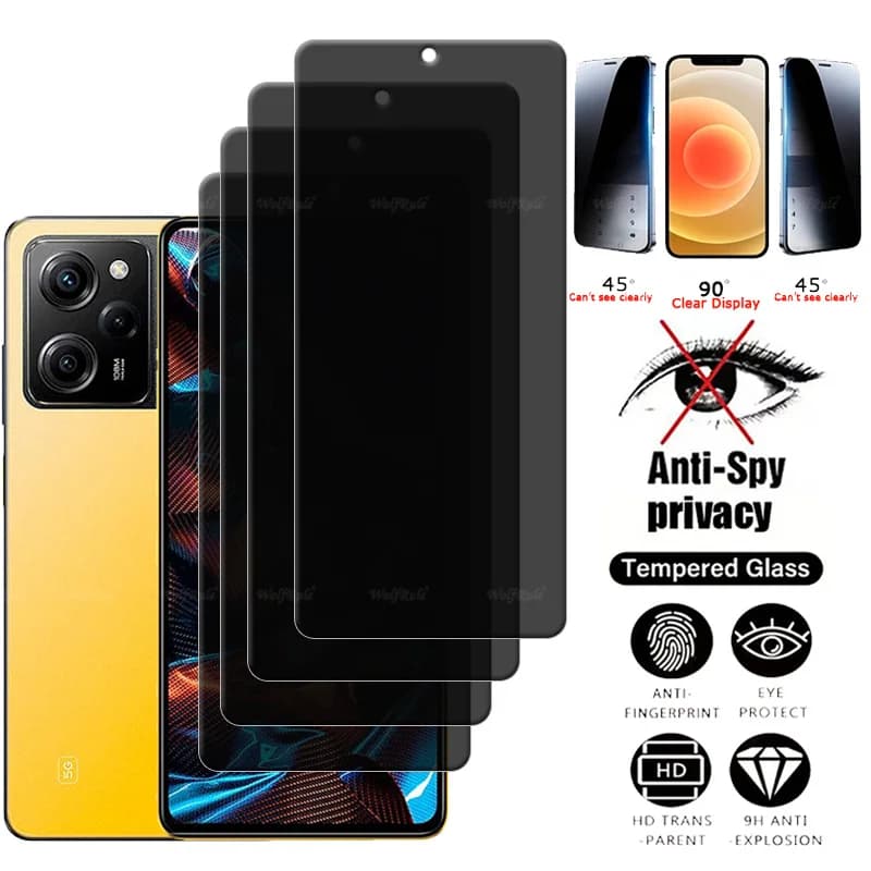 4 pezzi per Poco X5 Pro vetro Xiaomi Poco X5 Pro vetro temperato protettivo 9H HD Privacy colla anti-spia protezione schermo Poco X5 Pro