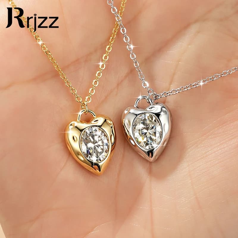 Rrjzz 7x9mm Oval-Cut D-Color Moissanite Pendant Necklace 2CT VVS1 Lab Imitation Diamond Charm Necklace for Women Jewelry Gifts