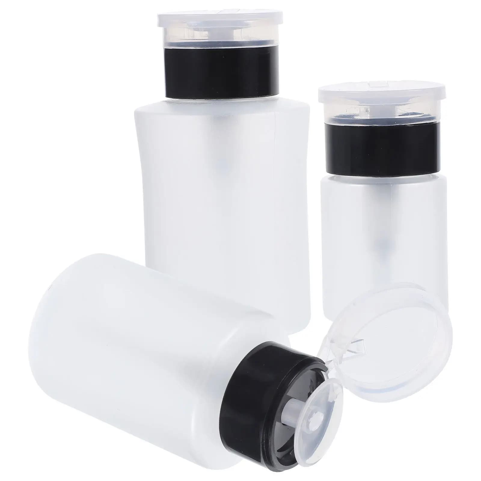 3 flaconi con pompa per rimuovere lo smalto, dispenser a pressione, flaconi vuoti ricaricabili per liquidi, per rimuovere il trucco, forniture per manicure