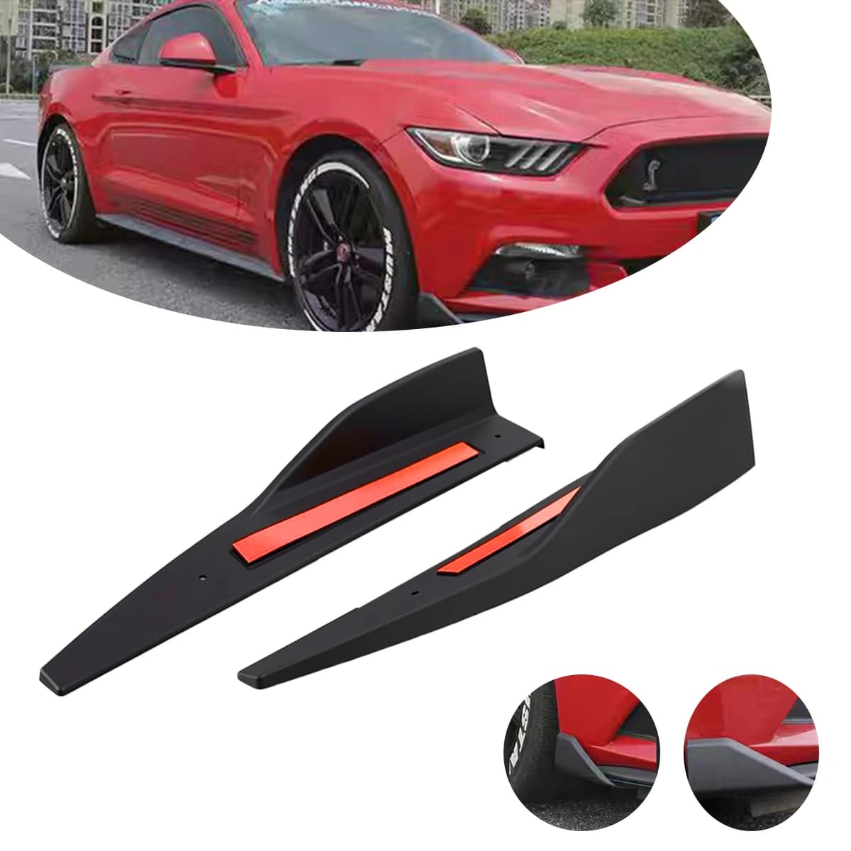 2PCS Auto Minigonne Laterali Estensione Winglet Paraurti Per Ford Mustang ROUSH 2015- 2025 Estensione Del Corpo Rocker Splitter Diffusore