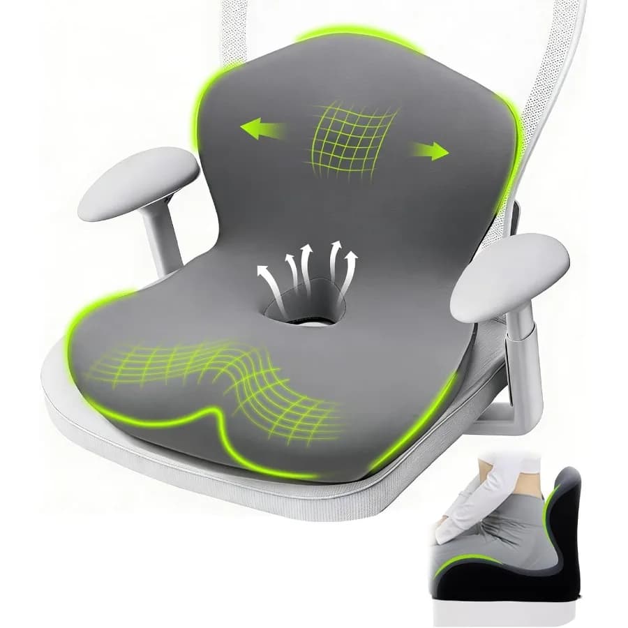 X Large Seat Bearing Office Chair Bearing L Shape Ergonomic Auto Seat Bearing Memory Foam Chair Bearing Lumbar Support Bearing