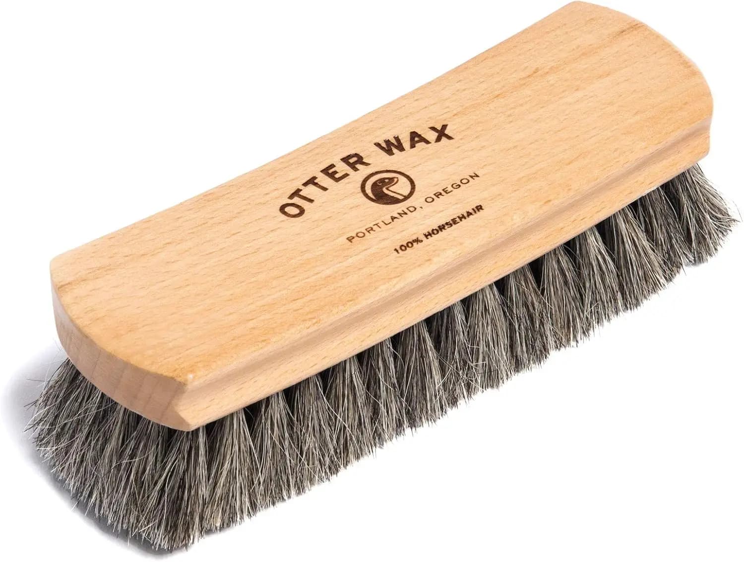 Spazzola per scarpe in crine di cavallo Otter Wax per lucidatura e finitura del cuoio con impugnatura ergonomica in betulla