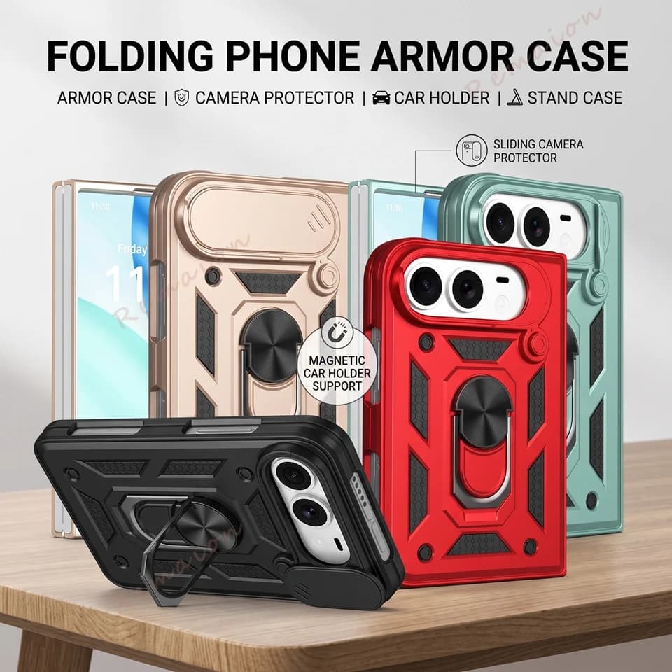 Luxury Stand Phone Case For iPhone Fold 18 DUO 18Fold Armor Kickstand Ring Car Holder Shockproof Protector Cover 18DUO