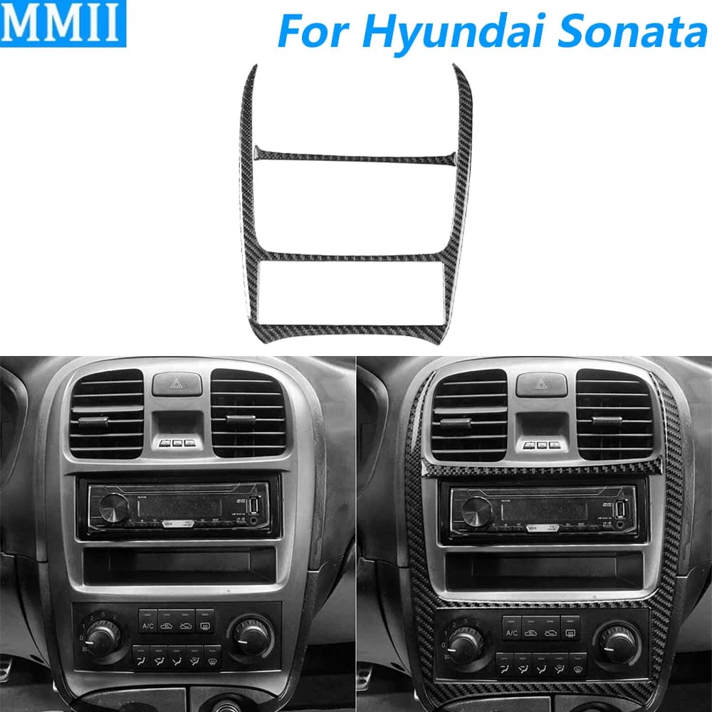 Per Hyundai Sonata 5a Generazione 2002-2005, Cornice in Fibra di Carbonio per Console Centrale, Aria Condizionata, Radio, CD, Accessori Auto, Adesivo Decorativo