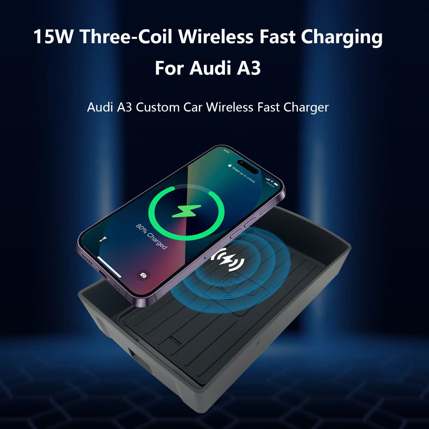 Caricabatterie Wireless Qi in stile originale per telefono cellulare per Audi A3 15W caricabatteria per auto personalizzato a ricarica rapida