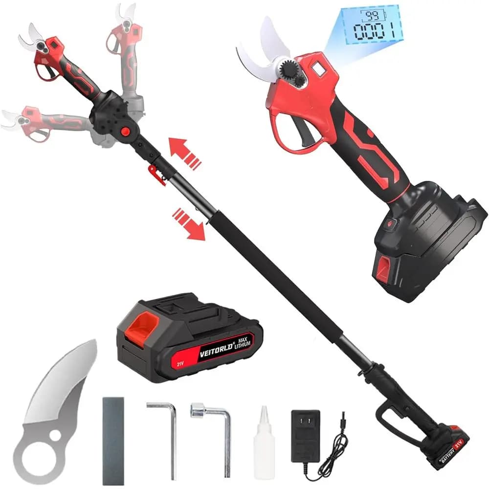 Cesoie elettriche a batteria 2 in 1, portata 13 piedi, diametro di taglio 1,2", alimentate a batteria da 2000 mAh, motore brushless per Ef