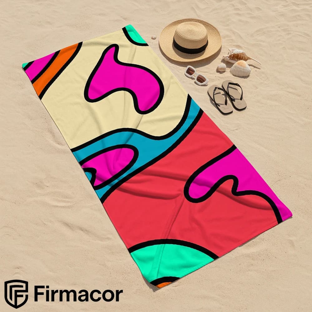 Bold Color Blob Art Soft Portable Travel Towel Unisex Ultra Lightweight Microfiber Oversized Sand Free Quick Dry Beach Towel